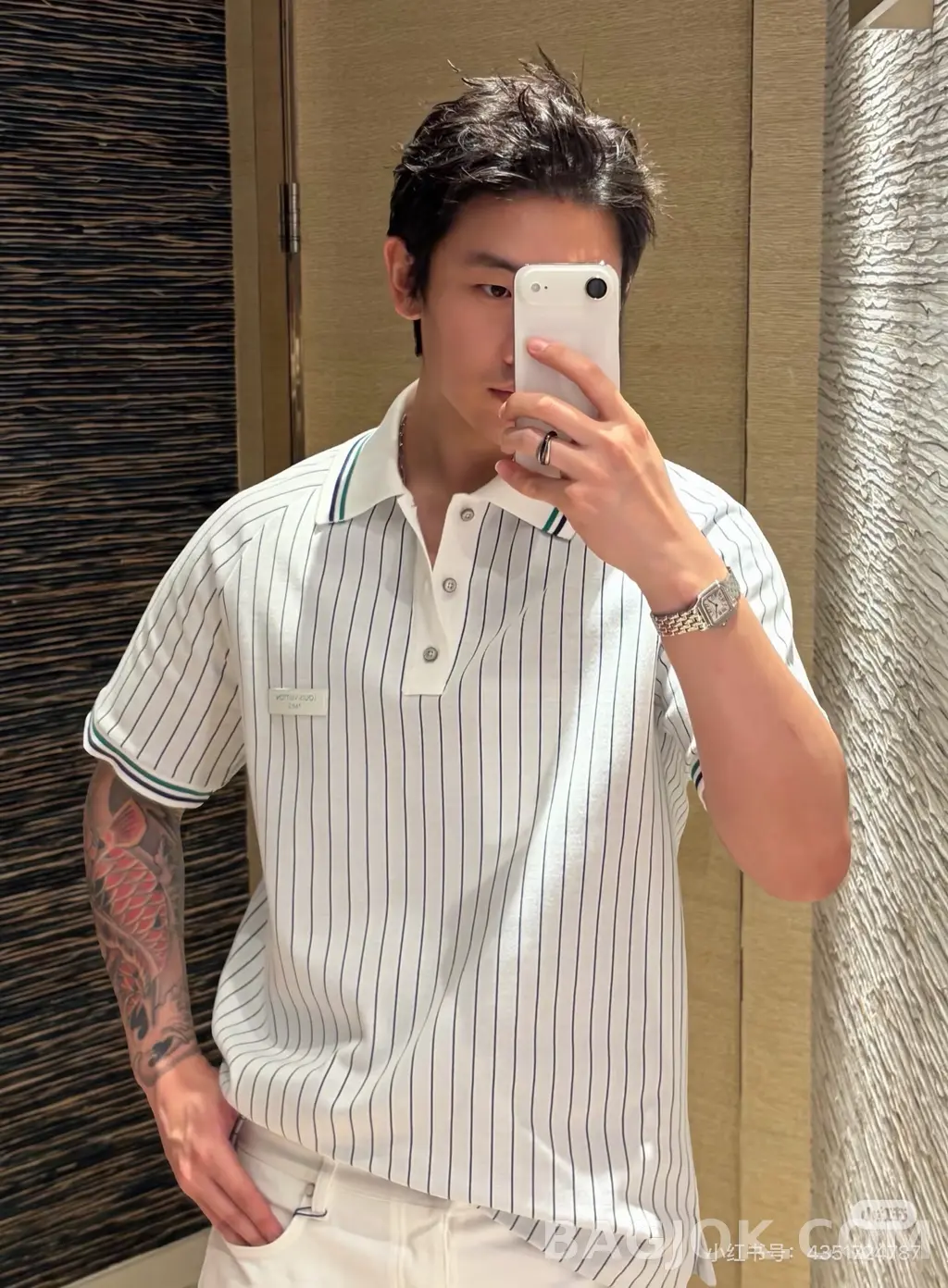 루이비통 Louis Vuitton 버티컬 스트라이프 코튼 폴로 셔츠 상세 이미지