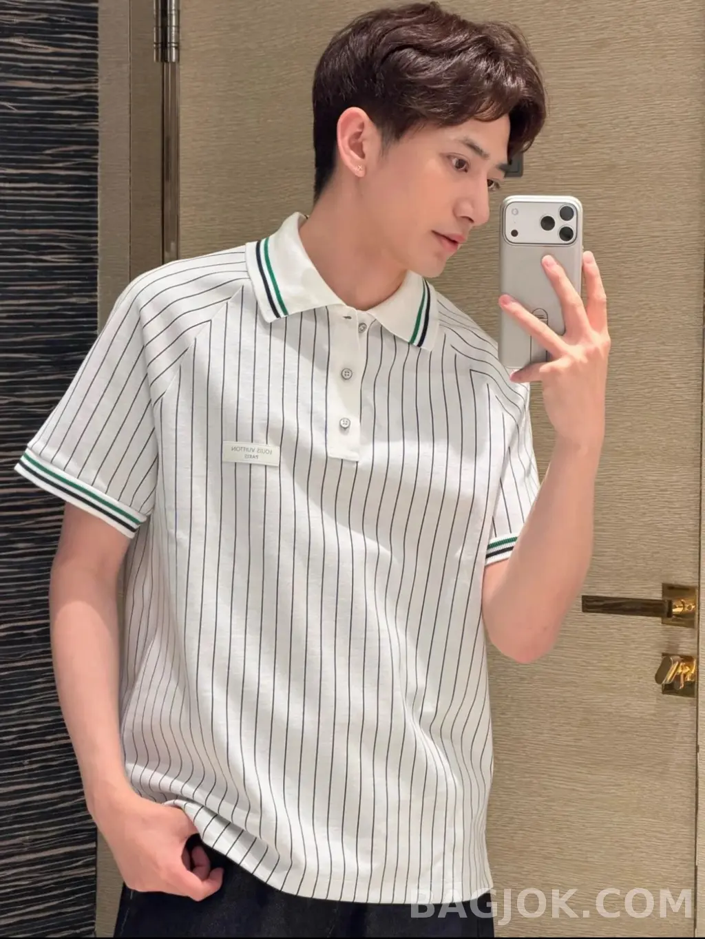 루이비통 Louis Vuitton 버티컬 스트라이프 코튼 폴로 셔츠 상세 이미지
