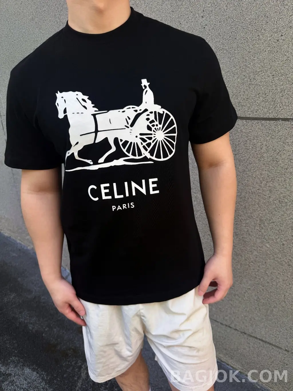 셀린느 Celine 루즈핏 칼레슈 플록 그래픽 티셔츠 상세 이미지