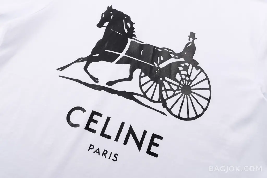 셀린느 Celine 루즈핏 칼레슈 플록 그래픽 티셔츠 상세 이미지
