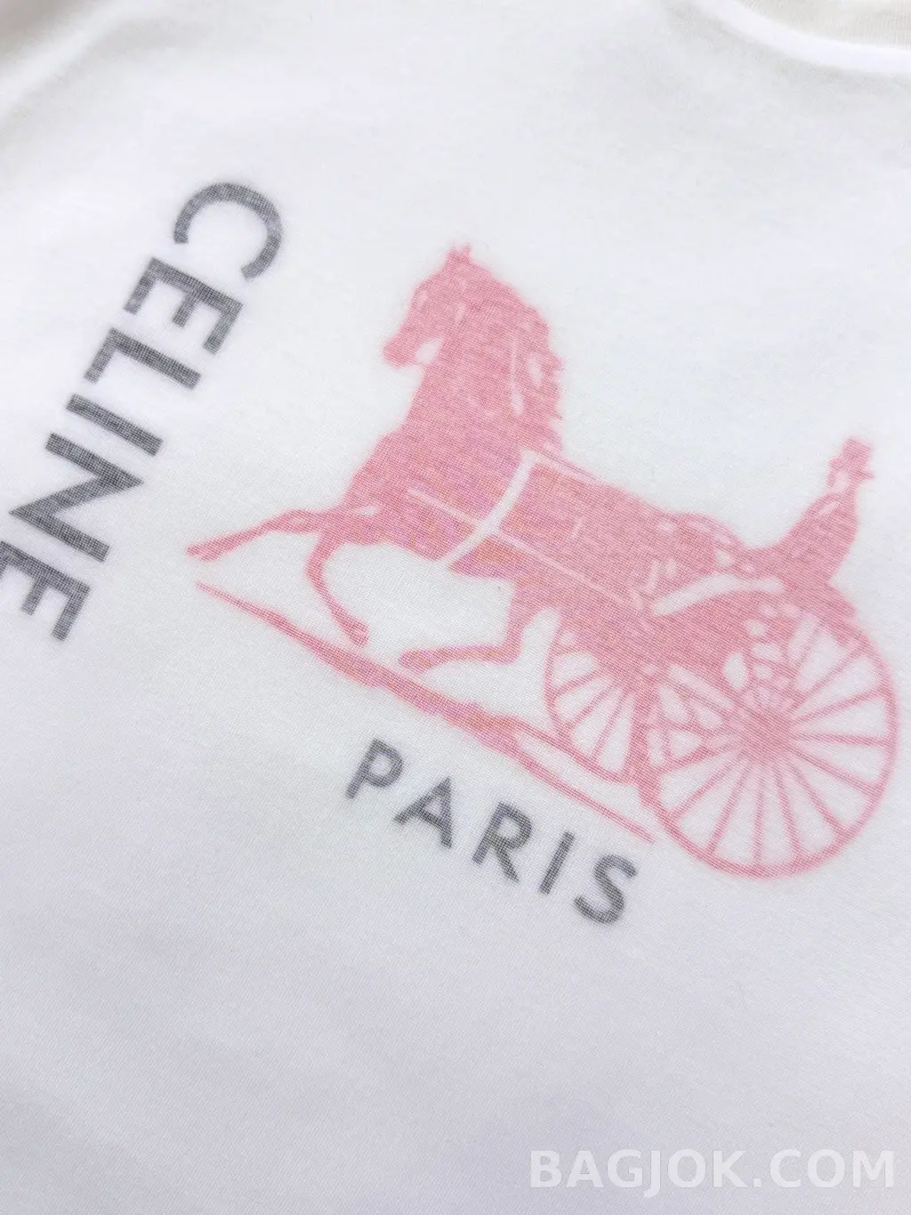 셀린느 Celine 카레지 레드 그라데이션 화이트 코튼 티셔츠 상세 이미지