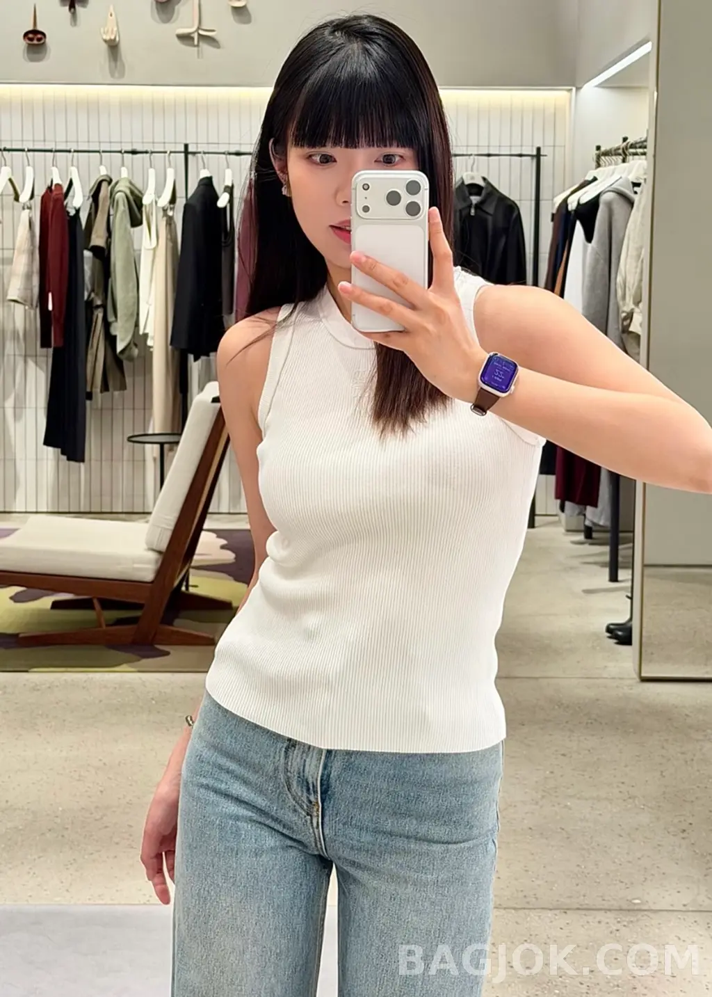로에베 Loewe 아나그램 자수 리브드 슬리브리스 탱크탑 상세 이미지