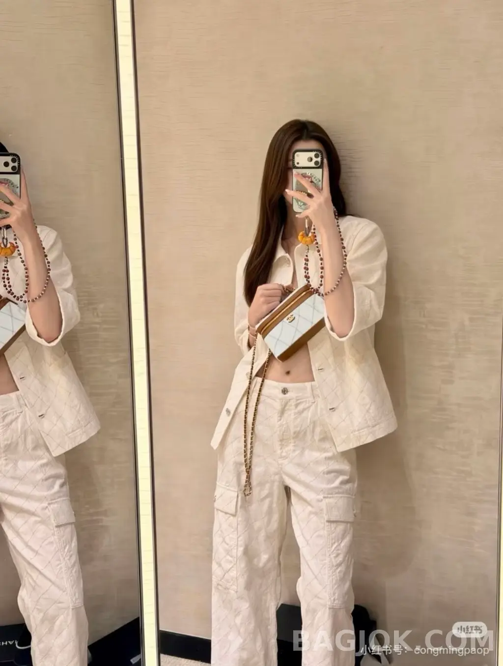 샤넬 Chanel 퀄팅 다이아몬드 카고 와이드 팬츠 상세 이미지