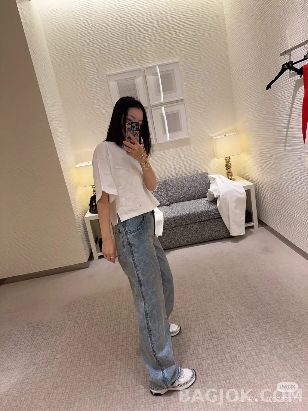샤넬 Chanel 체인 자수 와이드 데님 팬츠 상세 이미지