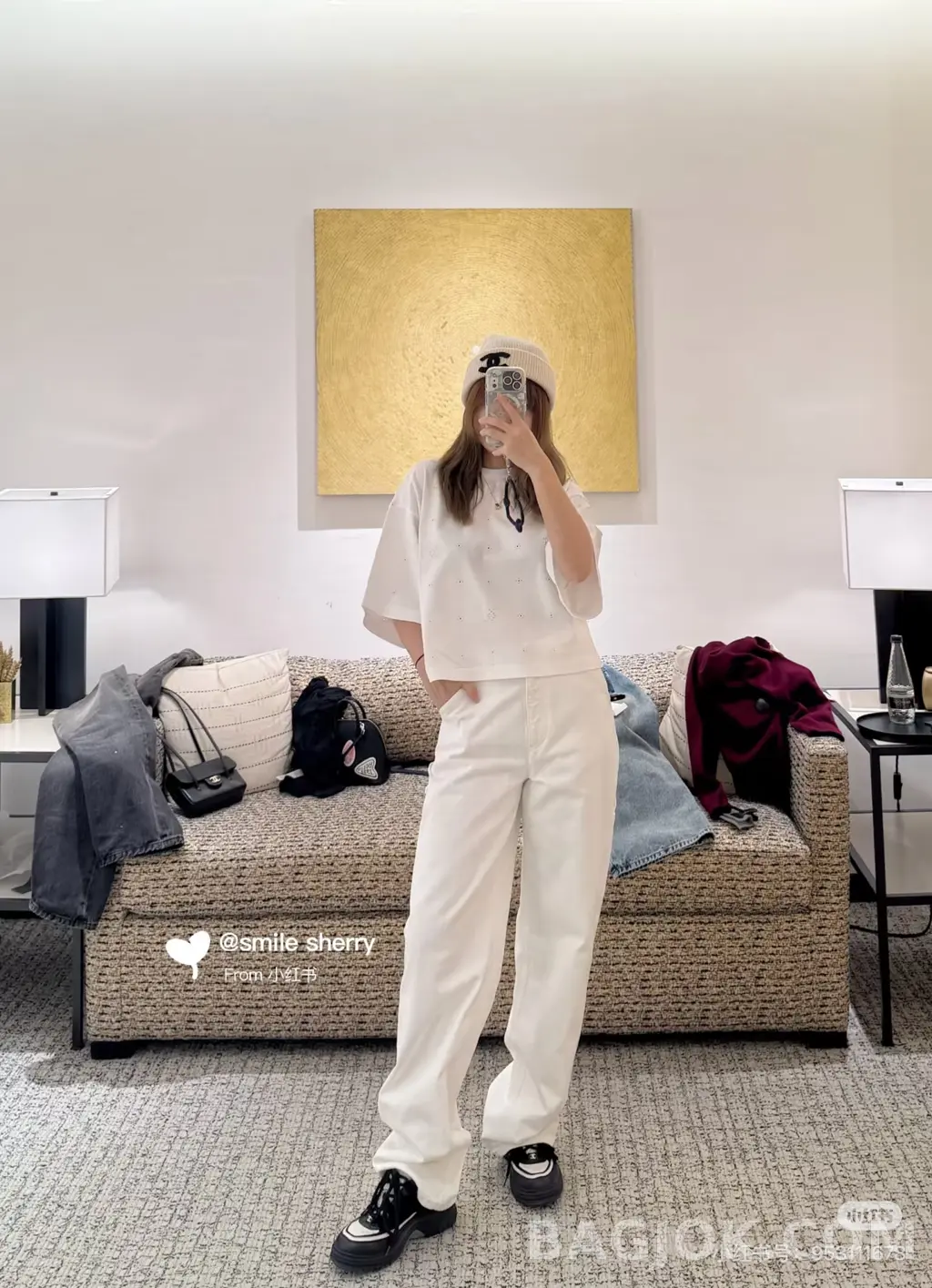 샤넬 Chanel 체인 자수 와이드 데님 팬츠 상세 이미지