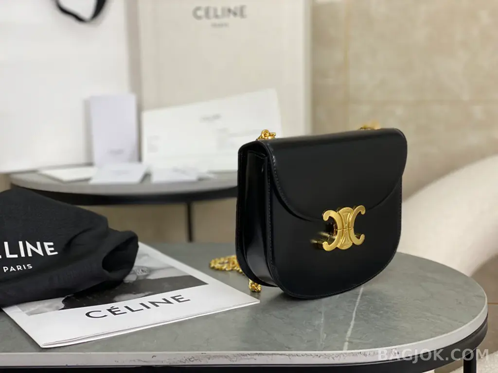 셀린느 CELINE 트리옹프 틴 베사체 레더 체인백 상세 이미지