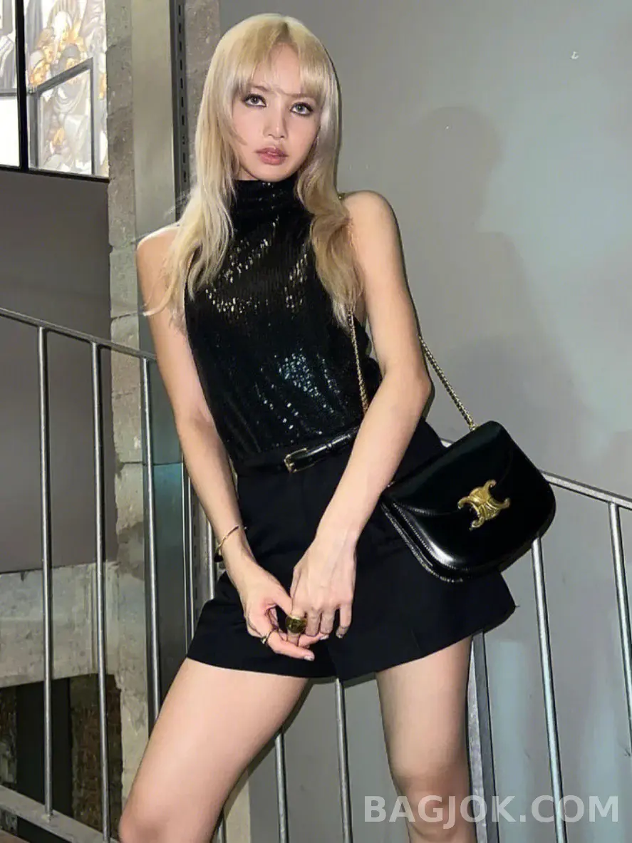 셀린느 CELINE 트리옹프 틴 베사체 레더 체인백 상세 이미지