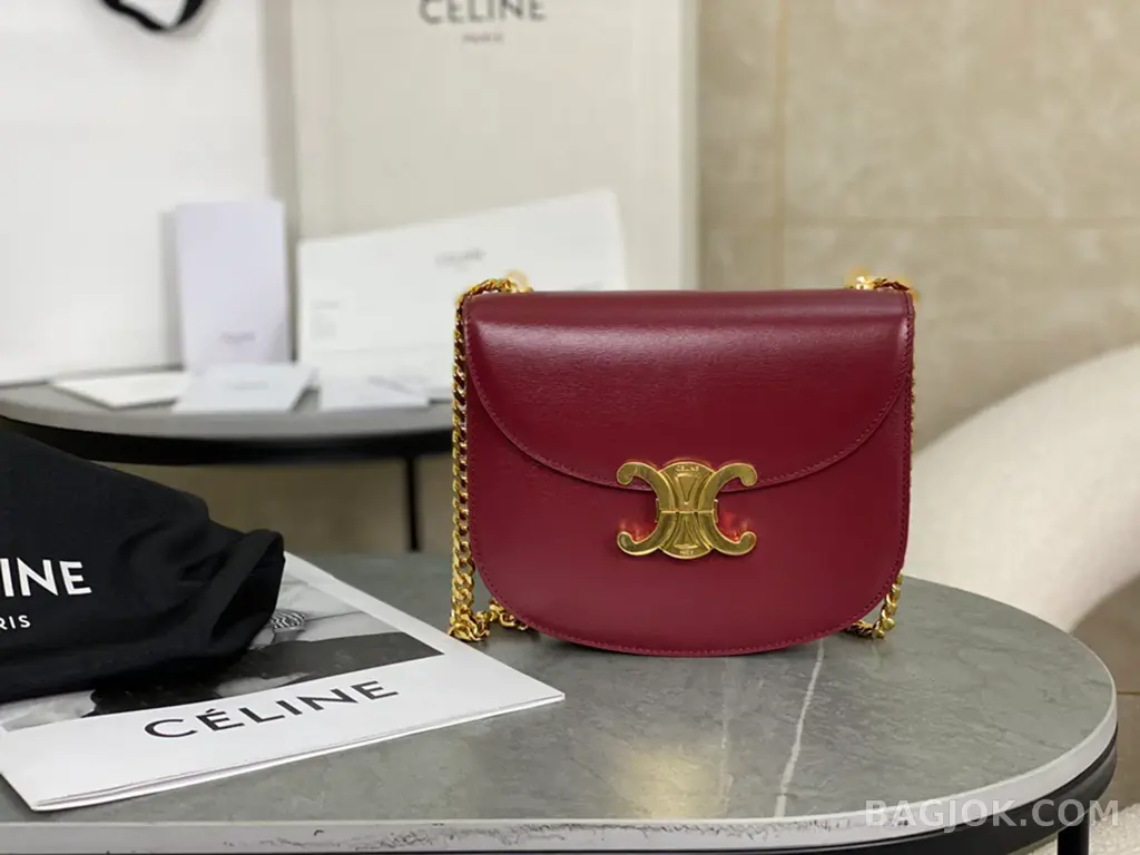 셀린느 CELINE 트리옹프 틴 베사체 레더 체인백 상세 이미지