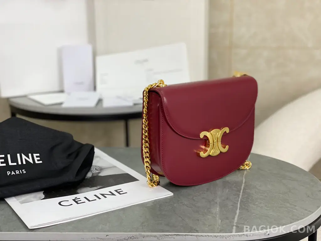 셀린느 CELINE 트리옹프 틴 베사체 레더 체인백 상세 이미지
