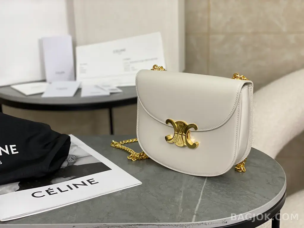 셀린느 CELINE 트리옹프 틴 베사체 레더 체인백 상세 이미지