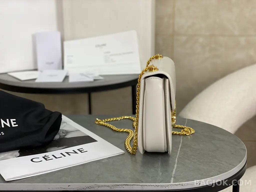 셀린느 CELINE 트리옹프 틴 베사체 레더 체인백 상세 이미지