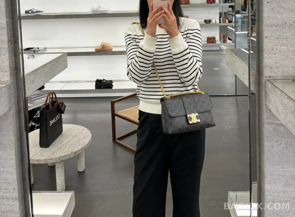 셀린느 CELINE 미디움 빅투아르 체인백 캔버스 상세 이미지