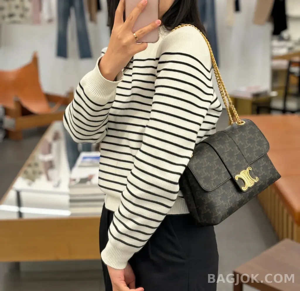 셀린느 CELINE 미디움 빅투아르 체인백 캔버스 상세 이미지