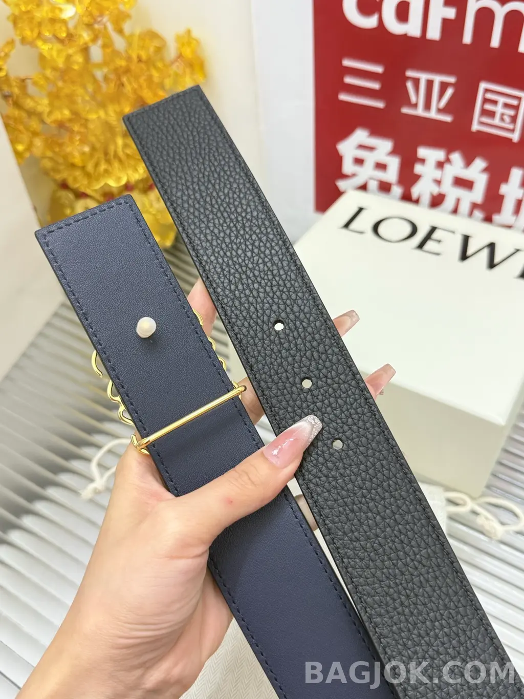 로에베 로에베 아나그램 리버시블 가죽 벨트 4cm 상세 이미지