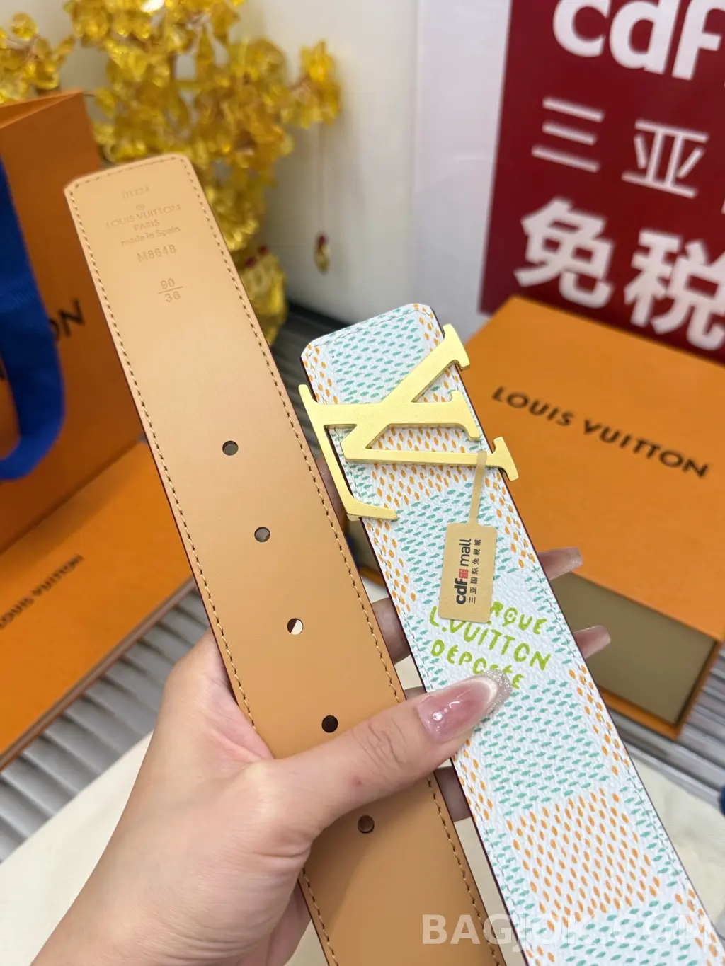 루이비통 루이비통 다미에 헤리티지 화이트 벨트 4cm 상세 이미지
