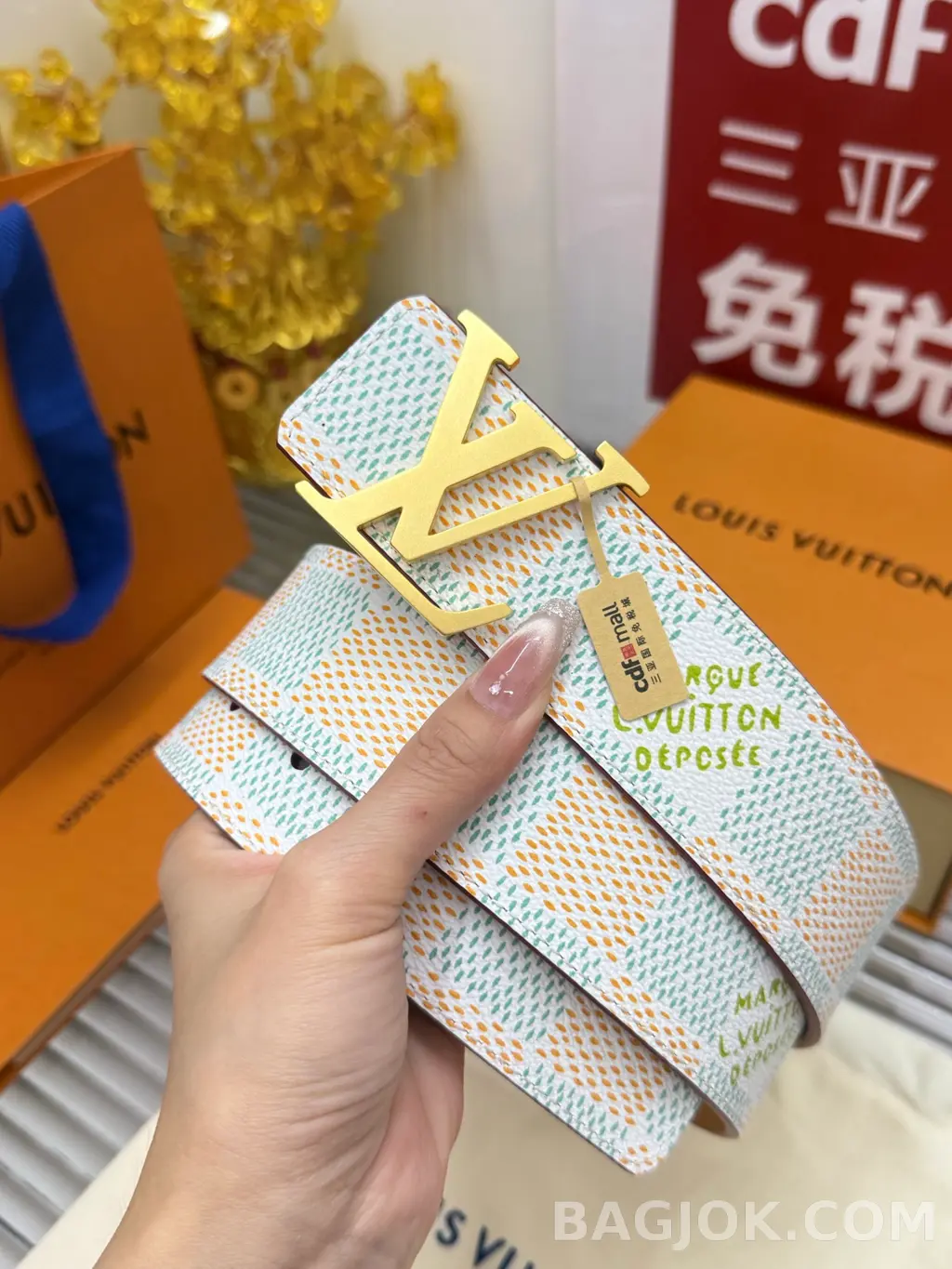 루이비통 루이비통 다미에 헤리티지 화이트 벨트 4cm 상세 이미지