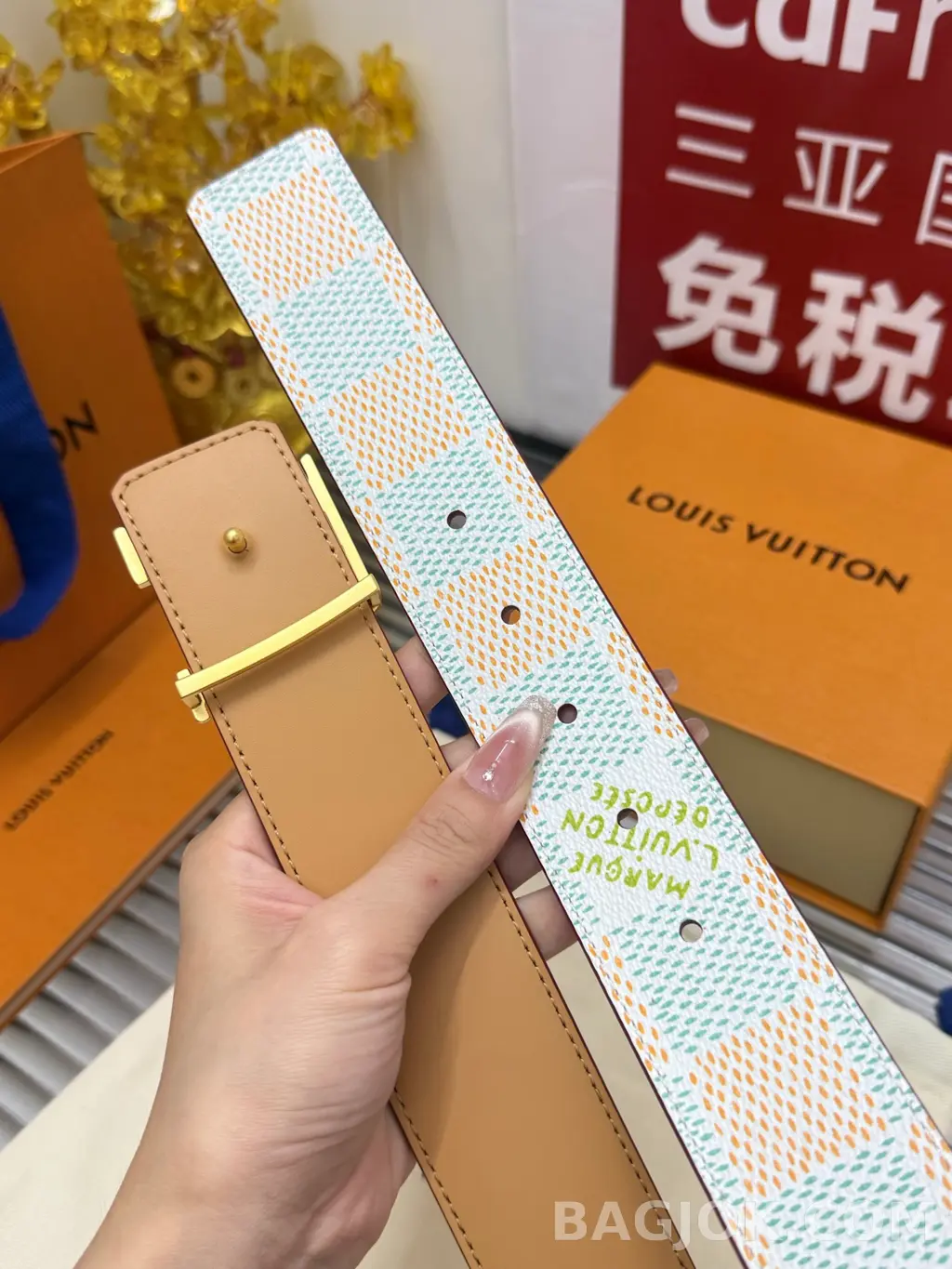 루이비통 루이비통 다미에 헤리티지 화이트 벨트 4cm 상세 이미지