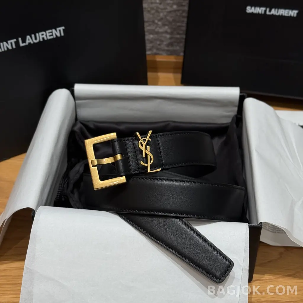 생로랑 생로랑 YSL 모노그램 레더 벨트 상세 이미지