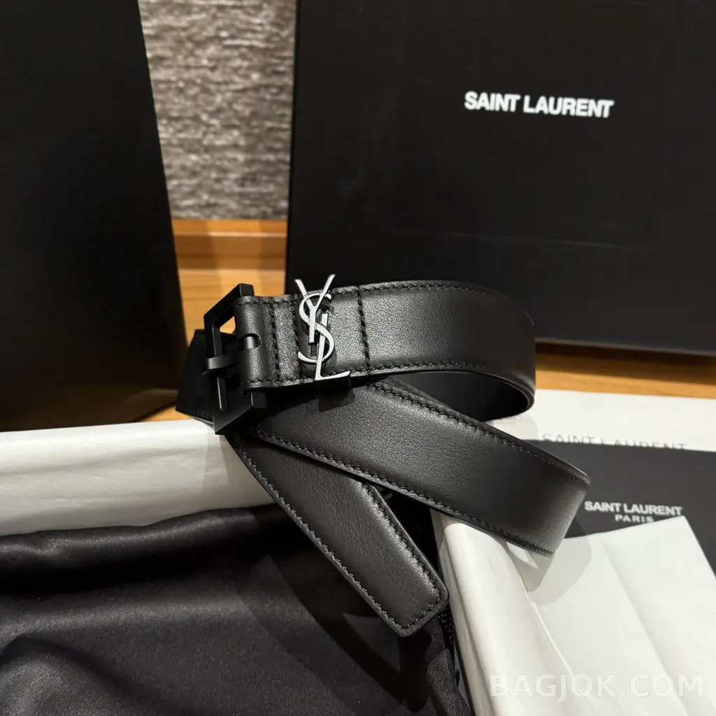 생로랑 생로랑 YSL 모노그램 레더 벨트 상세 이미지
