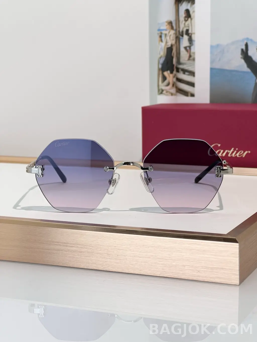 까르띠에 Cartier CT0593O Rimless Sunglasses 상세 이미지