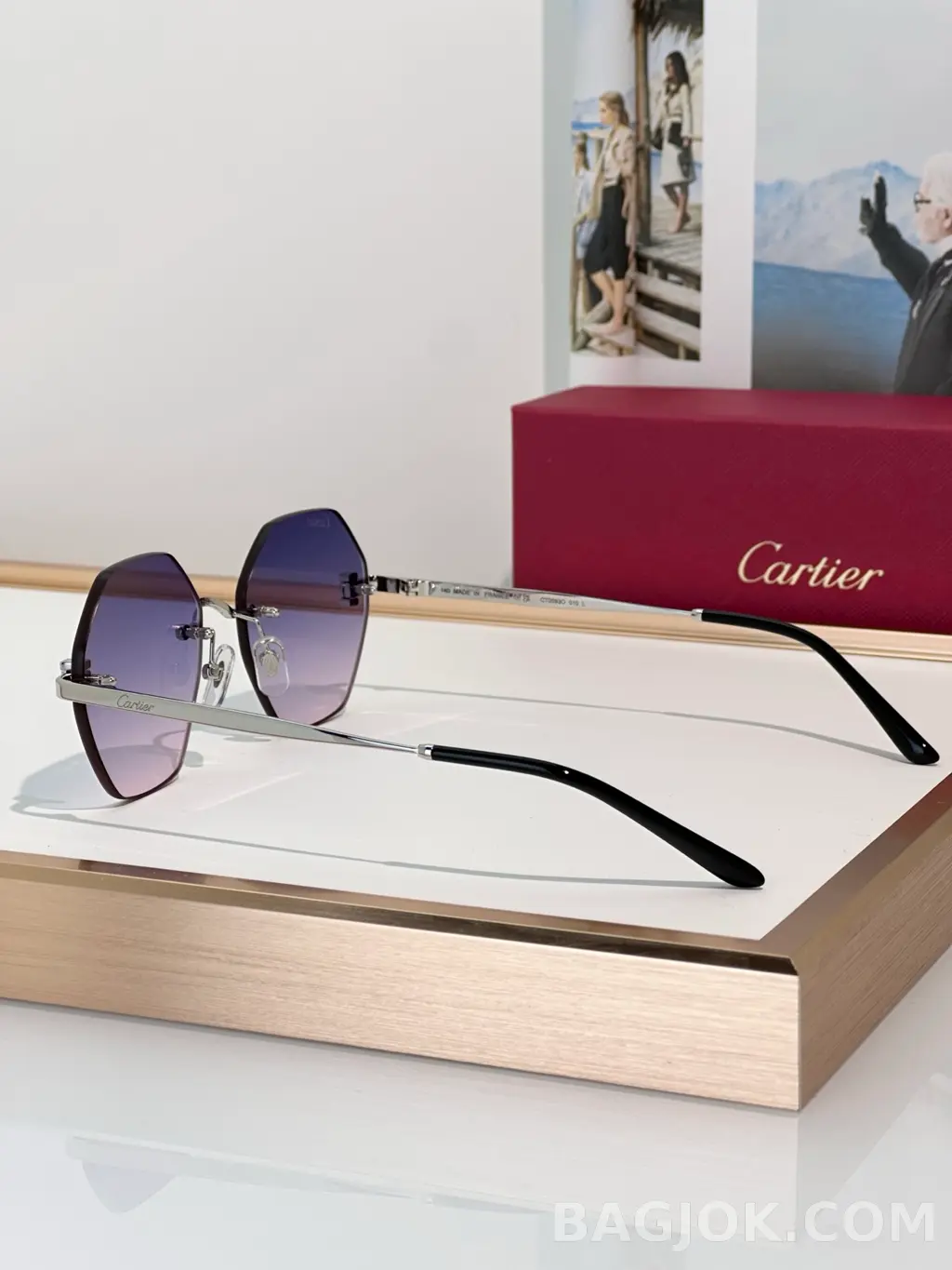 까르띠에 Cartier CT0593O Rimless Sunglasses 상세 이미지