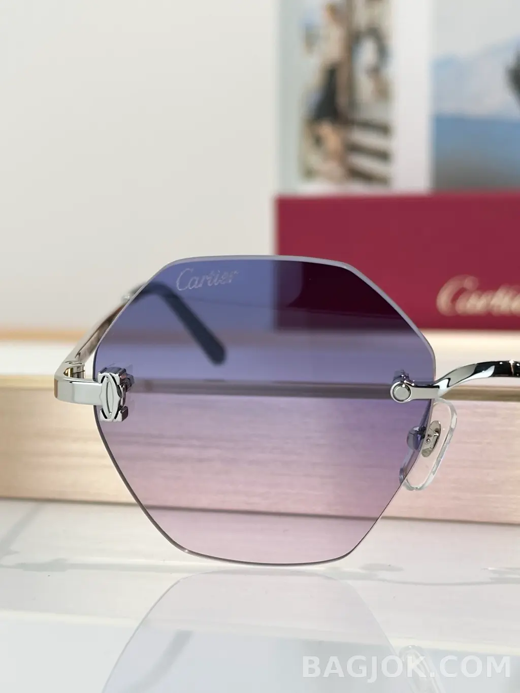 까르띠에 Cartier CT0593O Rimless Sunglasses 상세 이미지