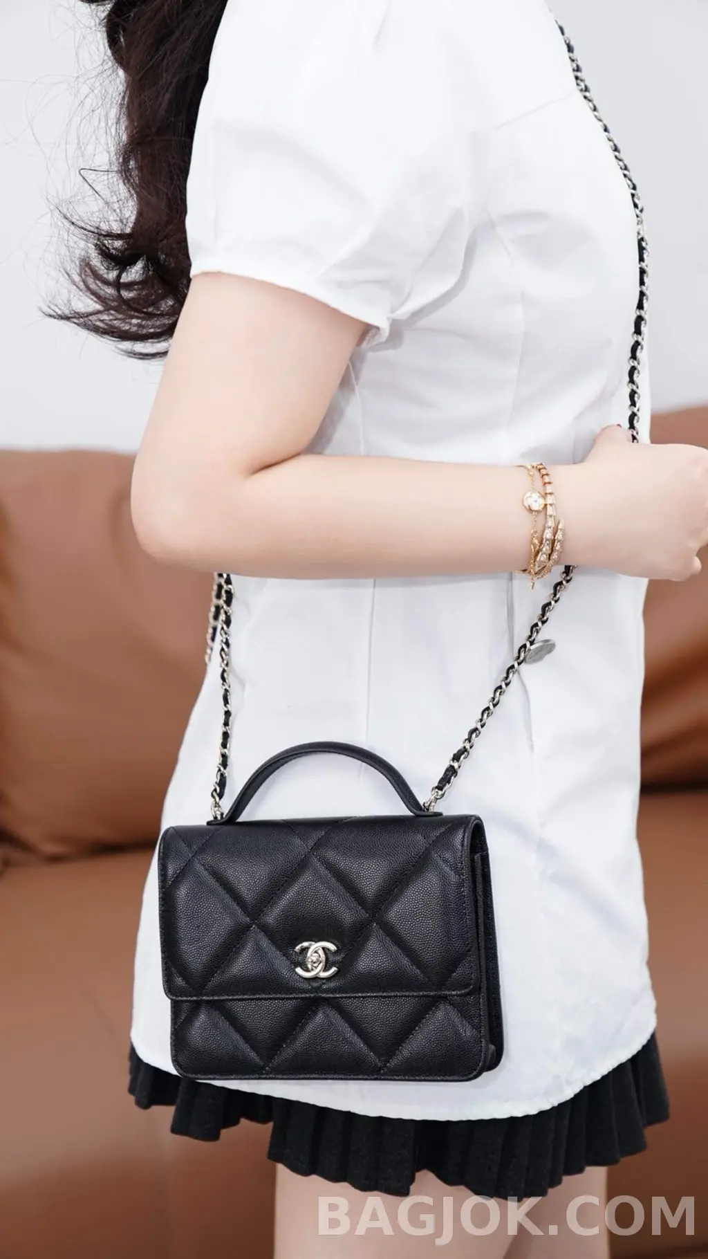 샤넬 CHANEL 체인 지갑 그레인드 카프스킨 상세 이미지