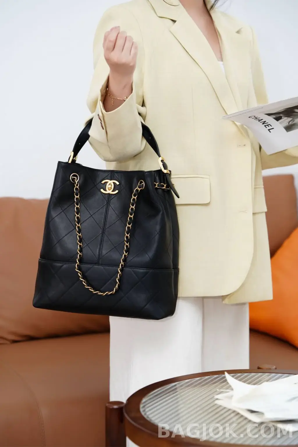 샤넬 CHANEL 25A 레더 쇼핑백 스몰 상세 이미지