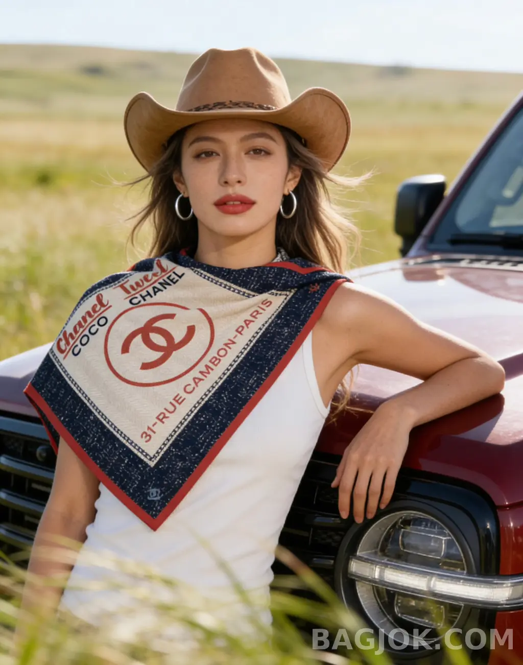 샤넬 샤넬 Tweed Coco Bandana 실크 스카프 상세 이미지