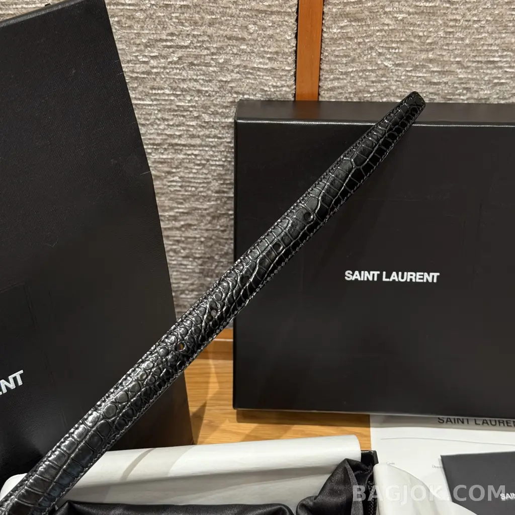생로랑 생로랑 크로커다일 엠보스드 벨트 20mm 상세 이미지