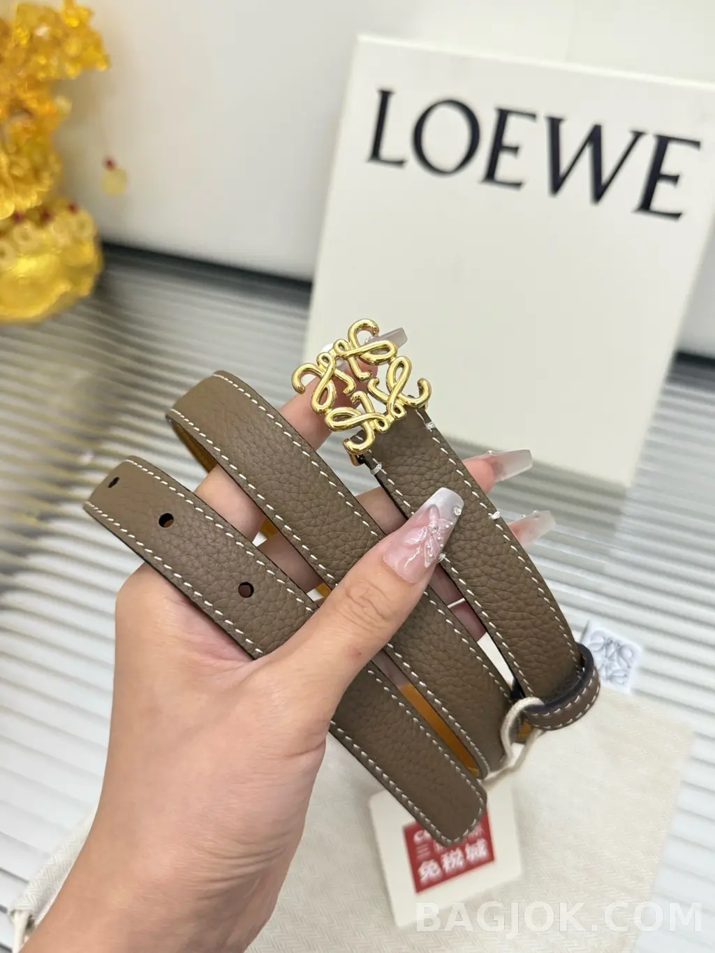 로에베 로에베 아나그램 가죽 벨트 2cm 상세 이미지