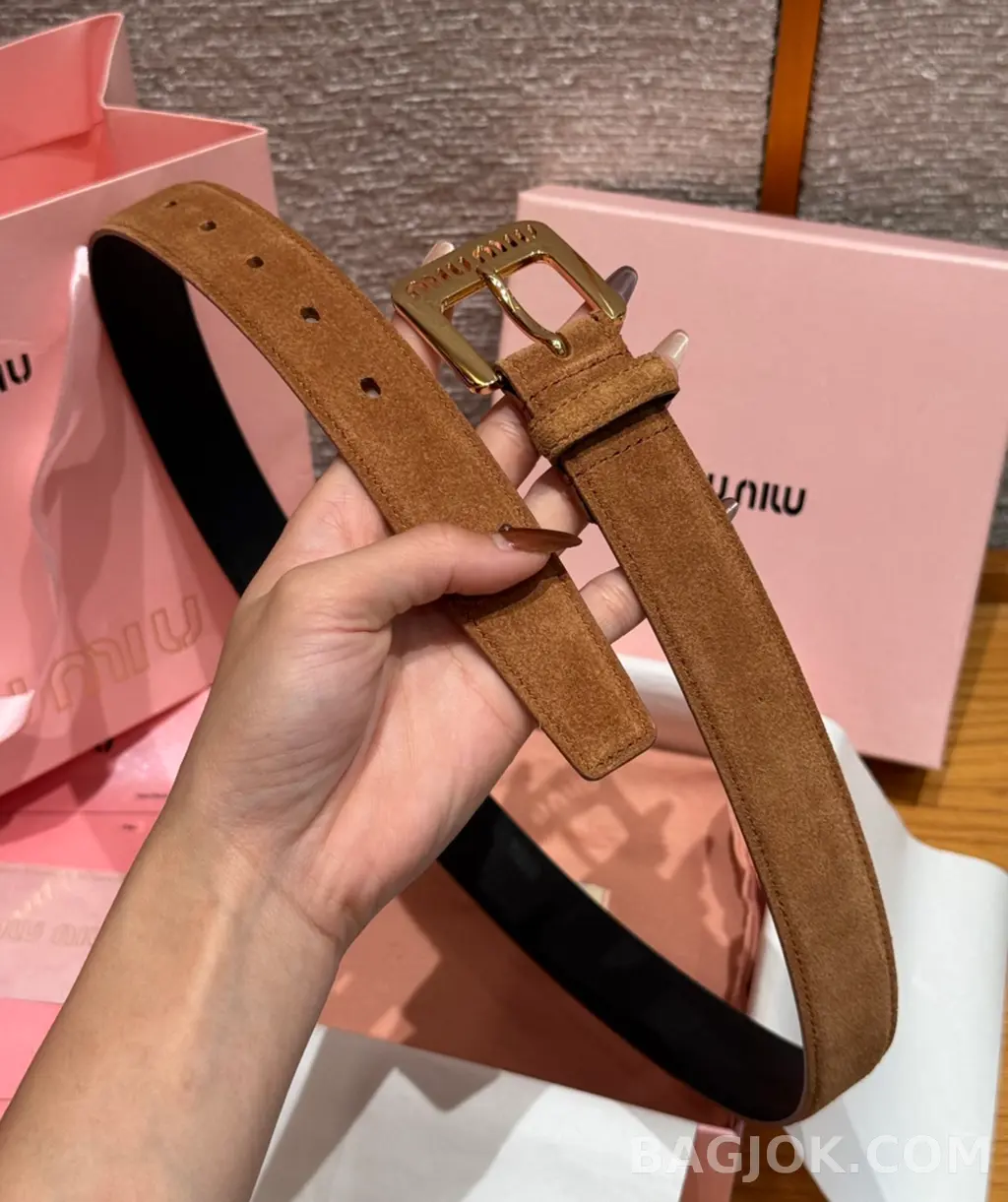 미우미우 미우미우 스웨이드 소가죽 벨트 3cm 상세 이미지