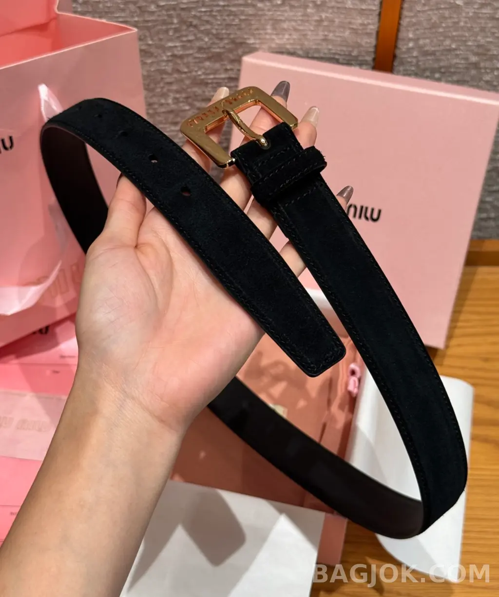 미우미우 미우미우 스웨이드 소가죽 벨트 3cm 상세 이미지