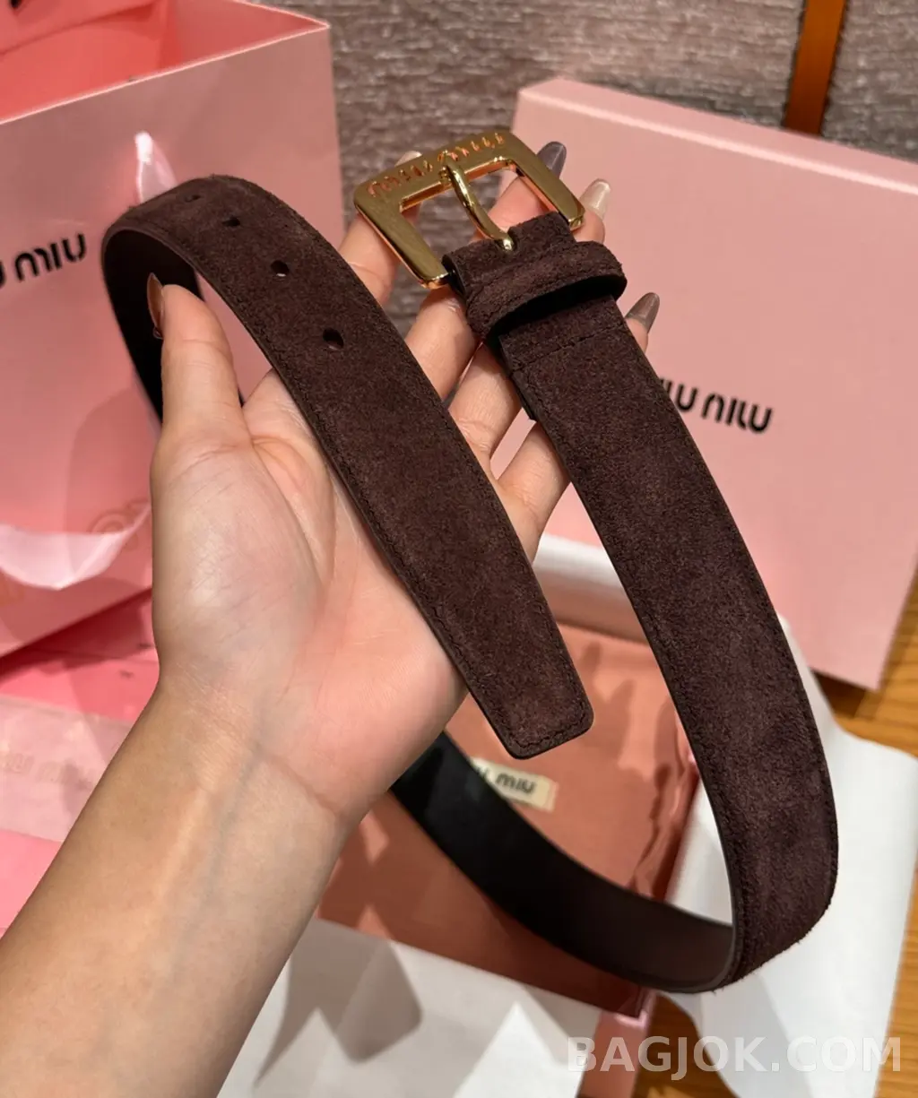 미우미우 미우미우 스웨이드 소가죽 벨트 3cm 상세 이미지