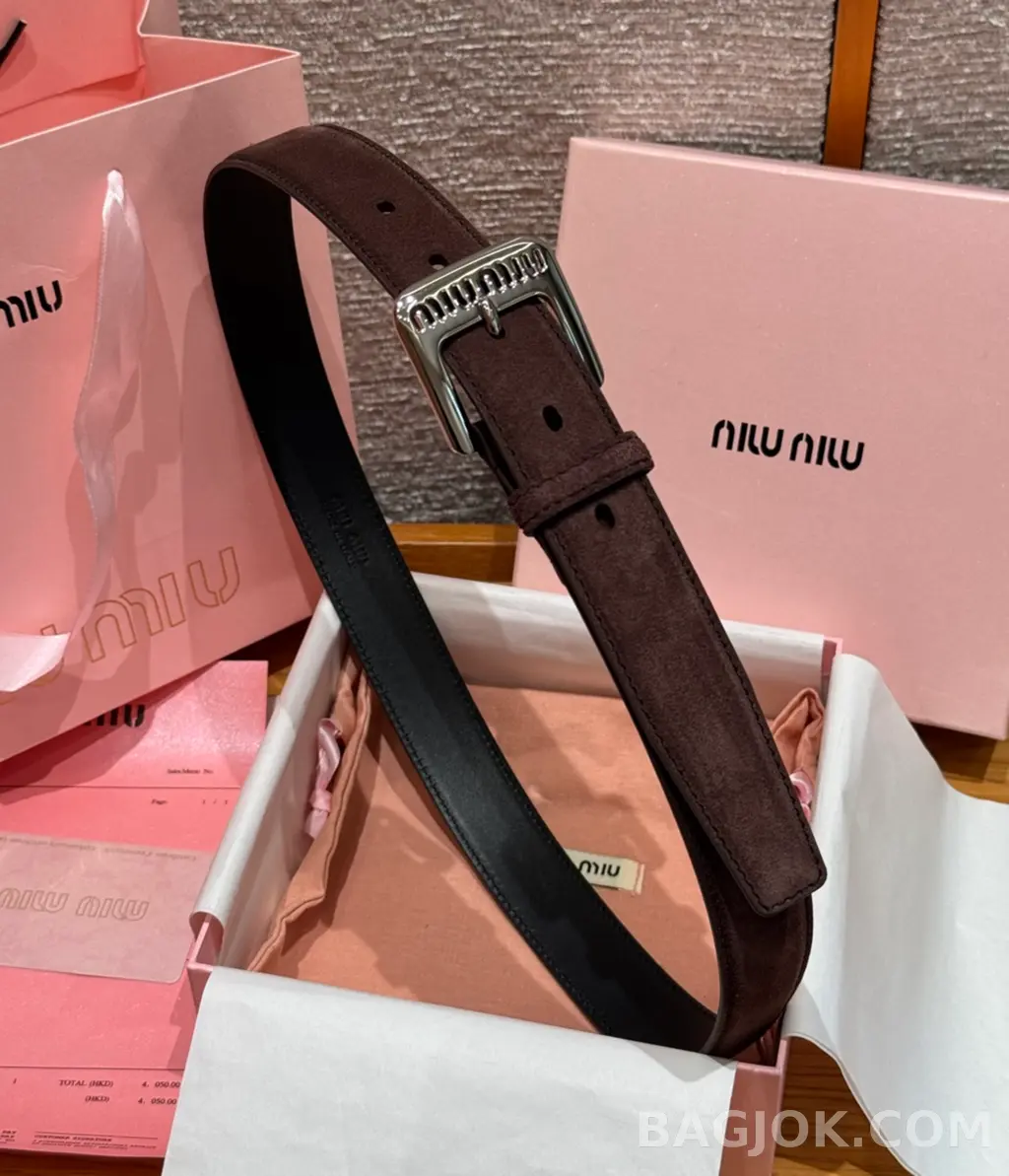 null 미우미우 스웨이드 소가죽 벨트 3cm 상세 이미지