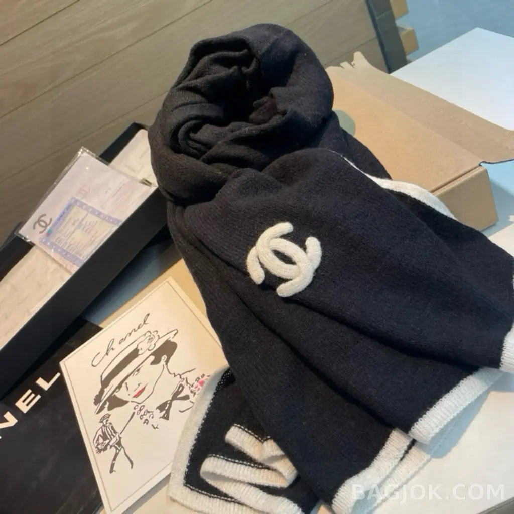 샤넬 샤넬 캐시미어 로고 니트 머플러 상세 이미지