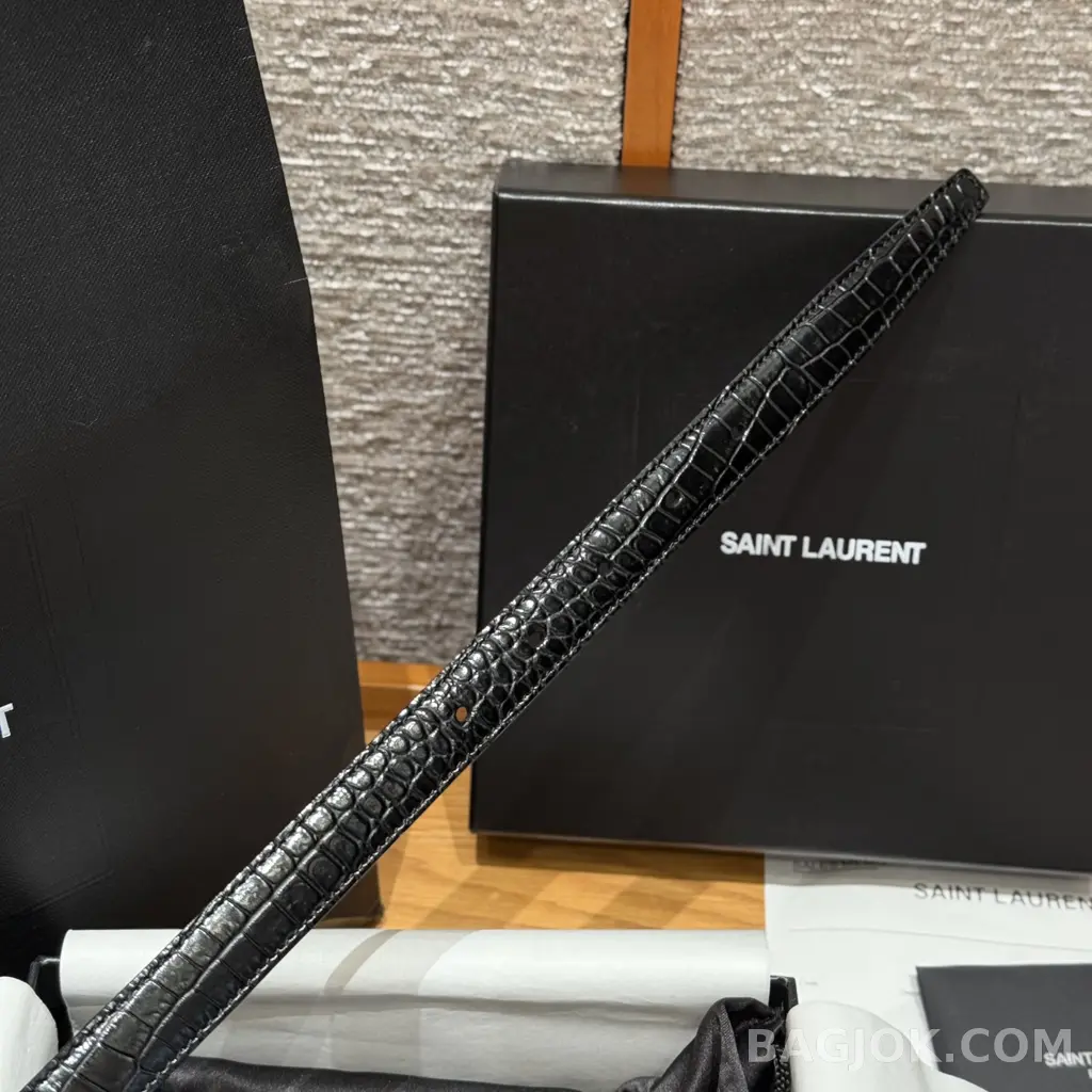 생로랑 생로랑 크로커다일 엠보스드 벨트 20mm 상세 이미지