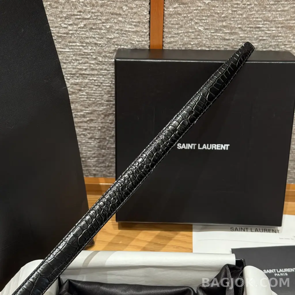 생로랑 생로랑 크로커다일 엠보스드 벨트 20mm 상세 이미지