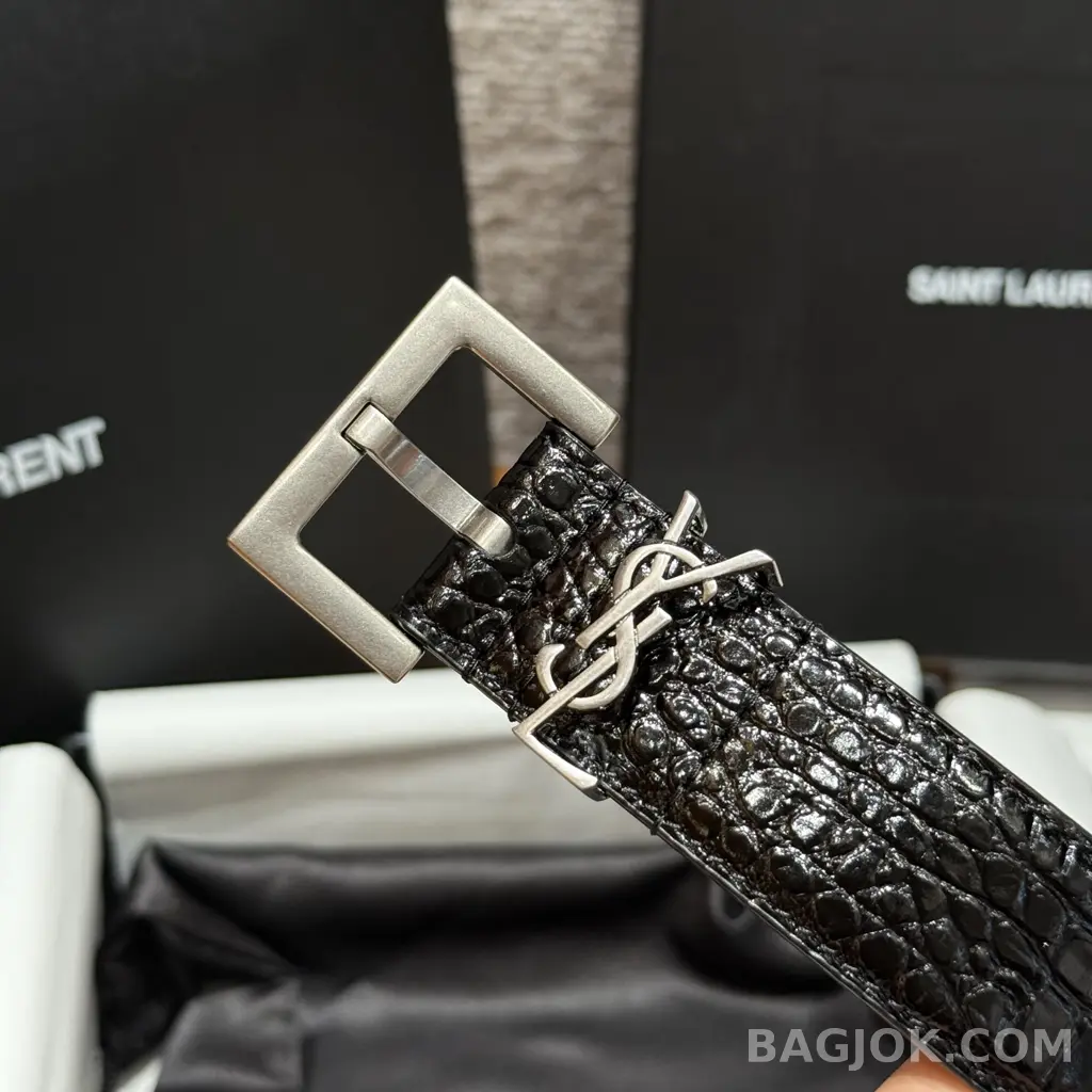생로랑 생로랑 크로커다일 엠보스드 벨트 30mm 상세 이미지