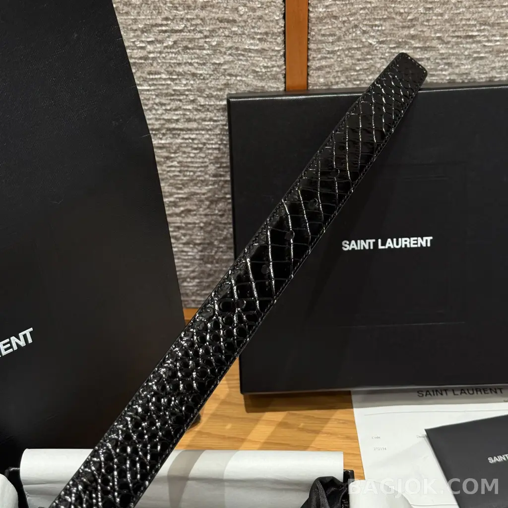 생로랑 생로랑 크로커다일 엠보스드 벨트 30mm 상세 이미지