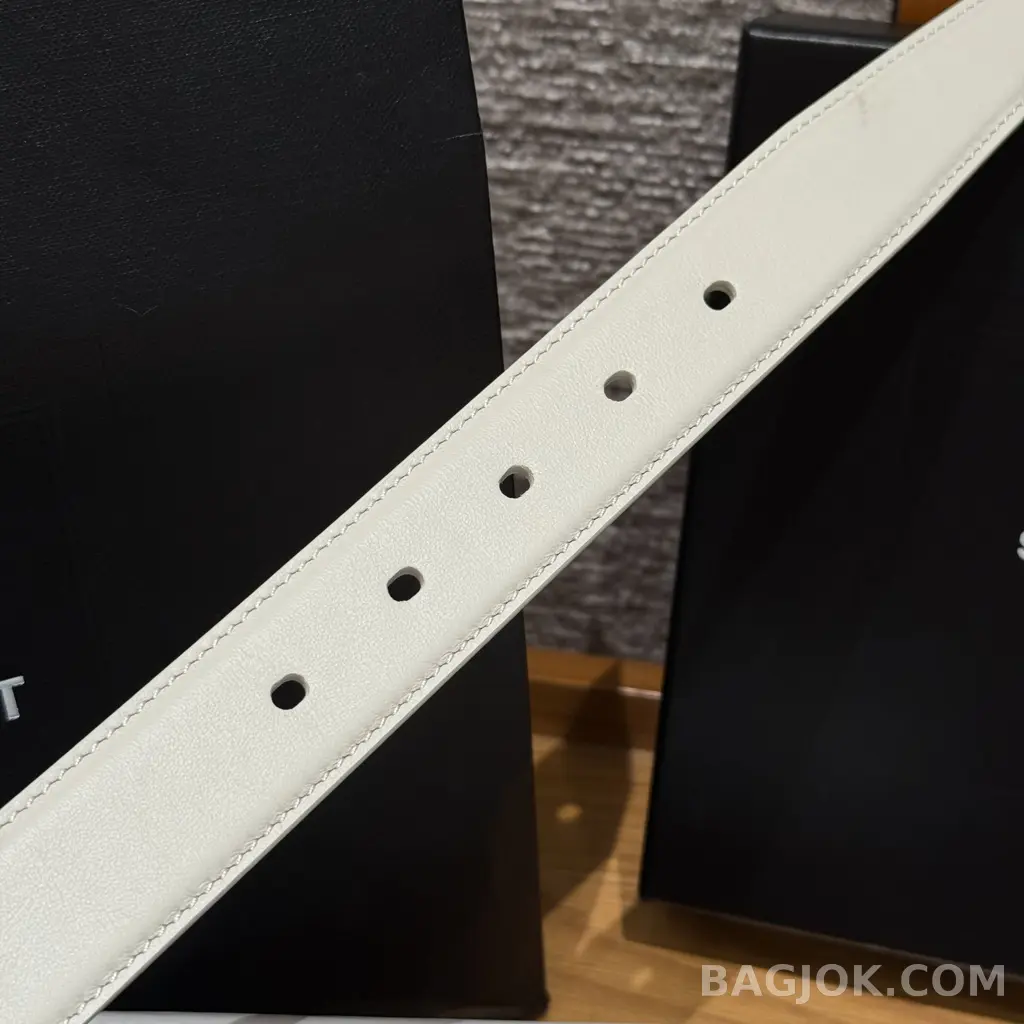 생로랑 생로랑 YSL 모노그램 레더 벨트 화이트 30mm 상세 이미지