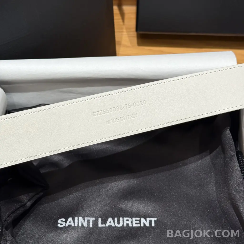 생로랑 생로랑 YSL 모노그램 레더 벨트 화이트 30mm 상세 이미지