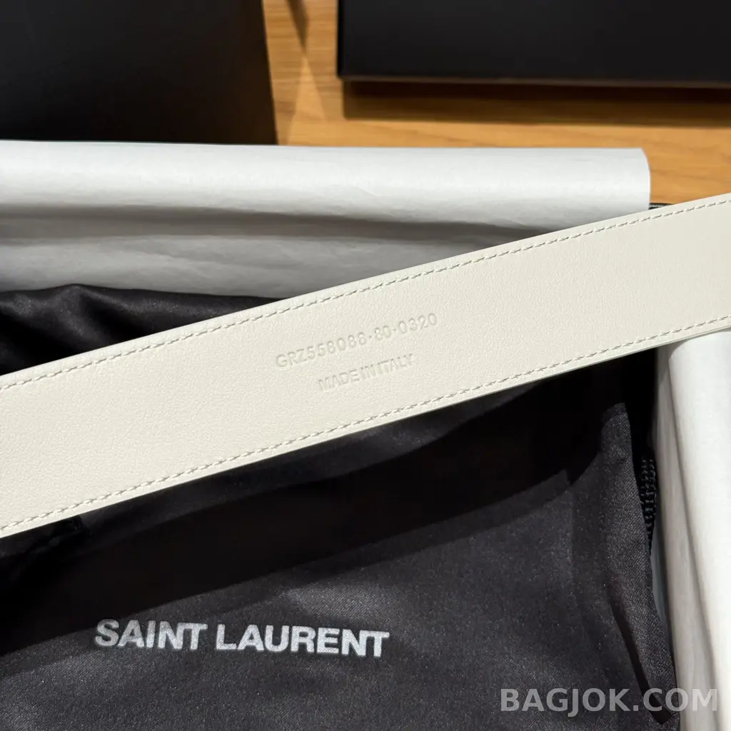 생로랑 생로랑 YSL 모노그램 레더 벨트 화이트 30mm 상세 이미지