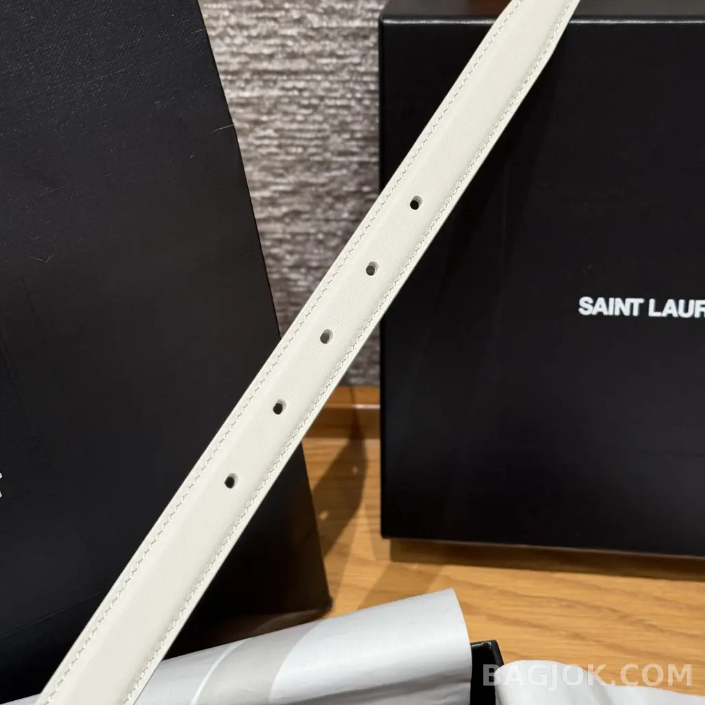 생로랑 생로랑 YSL 모노그램 레더 벨트 화이트 20mm 상세 이미지