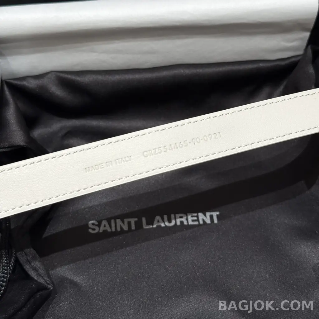 생로랑 생로랑 YSL 모노그램 레더 벨트 화이트 20mm 상세 이미지