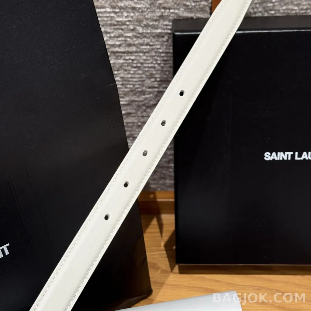 생로랑 생로랑 YSL 모노그램 레더 벨트 화이트 20mm 상세 이미지