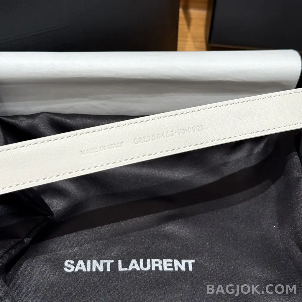 생로랑 생로랑 YSL 모노그램 레더 벨트 화이트 20mm 상세 이미지