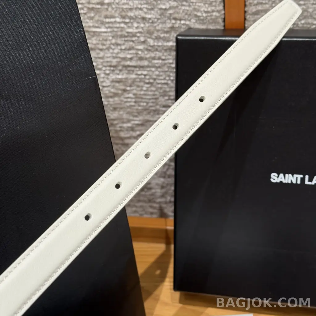 생로랑 생로랑 YSL 모노그램 레더 벨트 화이트 20mm 상세 이미지