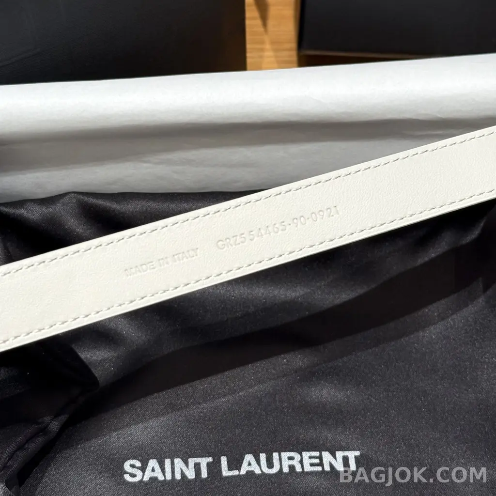 생로랑 생로랑 YSL 모노그램 레더 벨트 화이트 20mm 상세 이미지