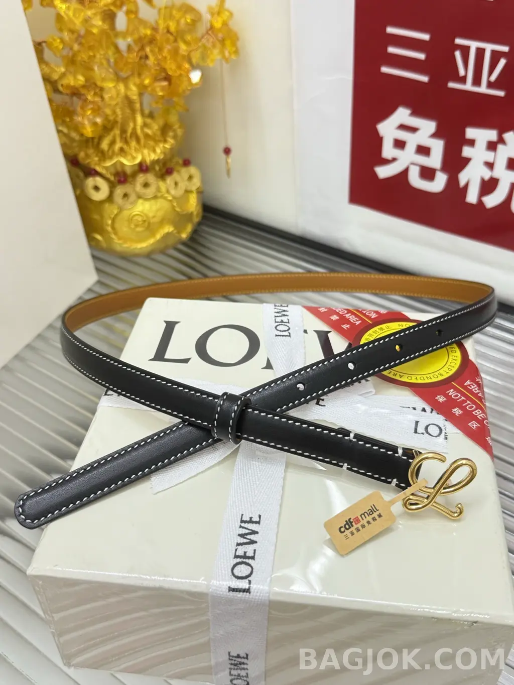 로에베 로에베 아나그램 L 버클 가죽 벨트 1.5cm 상세 이미지